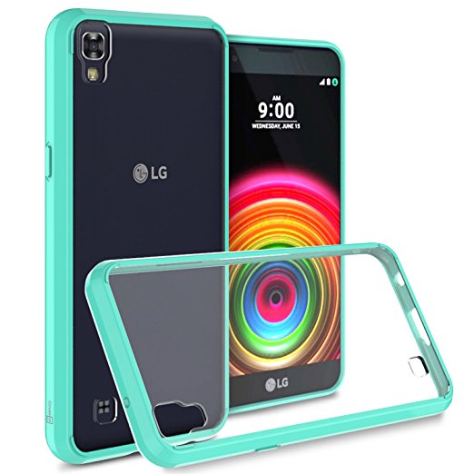 LG X Power Case, CoverON® [ClearGuard Series] Hard Clear Back Cover with Flexible TPU Bumpers Slim Fit Phone Cover Case for LG X Power K210 / K6P - Teal