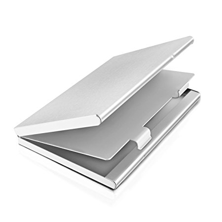 Super Light Aluminum Business Card Holder for Men and Women, MaxGear Card Wallet for Travel and Work, the Best Metal Wallet for Business Cards, Credit Cards, and Driver License, and ID Card Silver