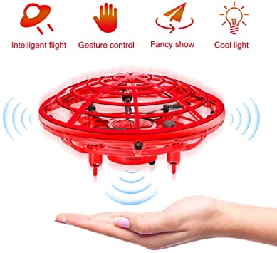 infinitoo UFO drones for kids Flying Toys Mini Hand controlled with LED Lights for Boy Girl, RC Infrared Induction, Indoor Outdoor Garden Ball Toys