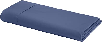 AmazonBasics Ultra-Soft Cotton Flat Bed Sheet, Breathable, Easy to Wash, Full, Midnight Blue