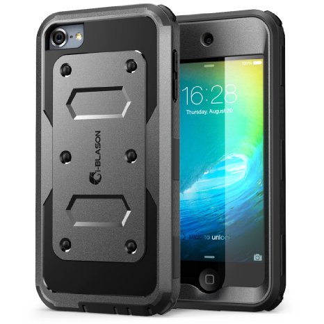 i-Blason Armorbox Dual Layered Hybrid Case with Built in Screen Protector for Apple iTouch 5  6 - Black