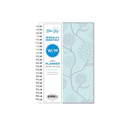 Blue Sky 2020 Weekly & Monthly Planner, Frosted Flexible Cover, Twin-Wire Binding, 5" x 8", Rue Du Flore