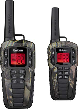 Uniden SX377-2CKHSM Up to 37 Mile Range FRS Two-Way Radio Walkie Talkies w/ Dual Charging Cradle, Waterproof, Floats, 22 Channels, 142 Privacy Codes, NOAA Weather Scan   Alert, w/ 2 Headsets, Camo