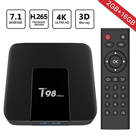 Greatever 2018 Newest T98 pro Android 7.1 TV Box 2GB 16GB with 3D/4K/WiFi/H.265 Smart TV Box