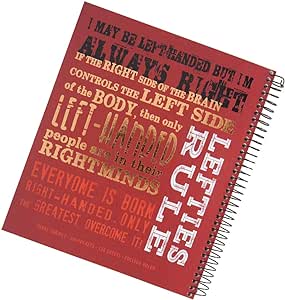 Left-Handed 3 Subject Spiral Notebook With Lefty Sayings (Red)