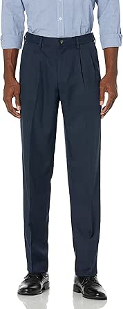 Amazon Essentials Men's Classic-Fit Expandable-Waist Pleated Dress Pant