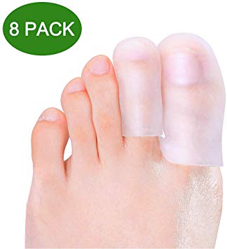 Povihome 8 Pack Clear Toe Caps Protectors, Large & Medium Size Toe Cover to Protect Hammer Toes, Blisters, Corns, Injured Toenails