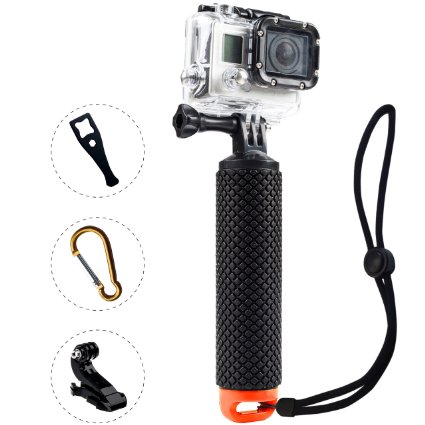 ProFloat Waterproof Floating Hand Grip (Diving Monopod & Selfie Stick) compatible with GoPro Hero 4 Session, Hero 2 3 3  4. Handle Mount Accessories Kit & Water Sport Pole for Action Camera (Orange)