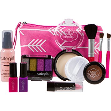 Cutegirl Cosmetics Pretend Play Makeup Kit. Designer Girls Arrow Essential Bag Set