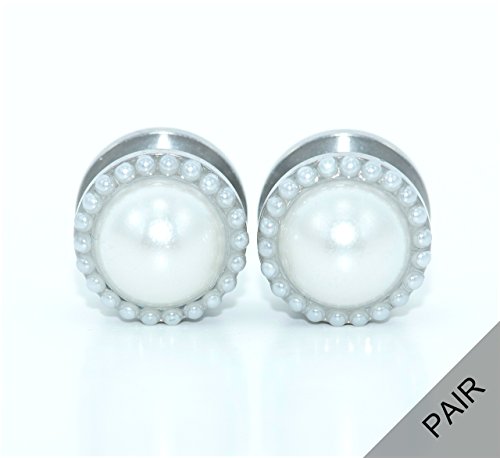 Pearl plugs 2g, 0g, 00g, 1/2, 9/16, 5/8, 11/16, 3/4 - Wedding Gauges