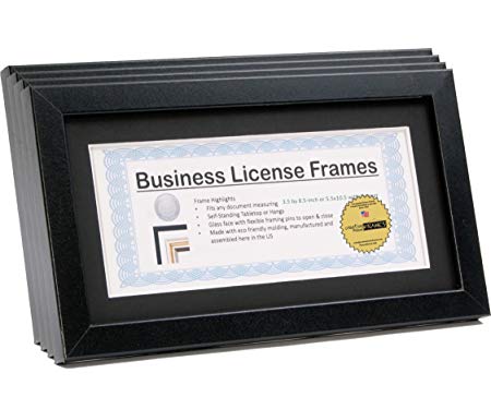 CreativePF [4-6x11bk-b] Black Business License Certificate Frames for Professionals 3.5 by 8.5 inch Self Standing Easel