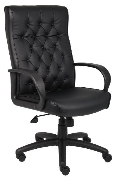 Boss Button Tufted Leather High-Back Executive Chair Black