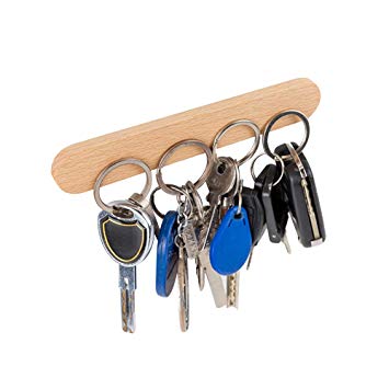 4.3in Magnetic Key Holder for Wall or Fridge - Incredibly Strong Magnets Hold Your Heaviest Keychains - Modern Upgrade for Your Old Key Hook (Natural)