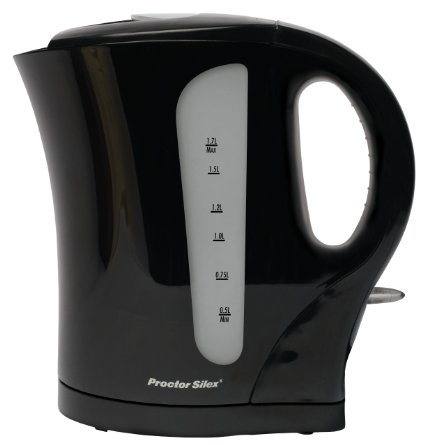 Proctor Silex k4097 Cordless Electric Kettle, 1.7-Liter, Black