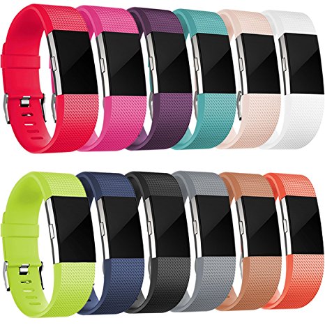 For Fitbit Charge 2 Bands(12 Pack), Maledan Replacement Accessory Wristbands for Fitbit Charge 2 HR, Large Small