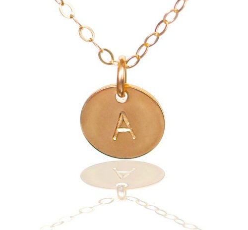 Initial Necklace- Tiny Gold Filled Custom Alphabet Necklace - Dainty Disc Personalized Monogram Necklace