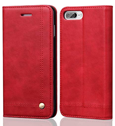 SINIANL iPhone 8 Plus Case iPhone 7 Plus Case, Leather Wallet Case Magnetic Closure with Kikstand & Card Slot Flip Cover for iPhone 7 Plus / 8 Plus