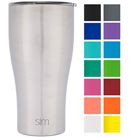 Simple Modern Slim Cruiser Vacuum Insulated 22oz Tumbler - Double-Walled 18/8 Stainless Steel Hydro Travel Mug with Lid - Sweat Free Coffee Cup - Powder Coated Flask - Simple Stainless