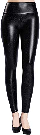 Tsful Womens Sexy Shiny Faux Leather Leggings Pants,Stretchy High Waisted Tights