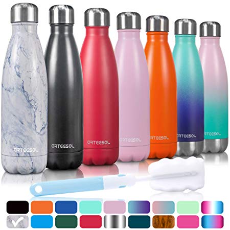 arteesol Water Bottle, Stainless Steel Vacuum Insulated Water Bottle 500/750/1000 ml Double Wall Leak-Proof Slim Mouth Sport Bottle BPA Free Portable Drink Flask Ideal for Running, Cycling, Hiking