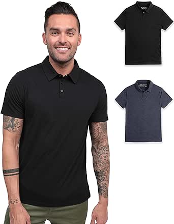 INTO THE AM Polo Shirts for Men - Comfortable Fit Collared Shirt Men S - 4XL Fitted Short Sleeve Classic Golf Shirts