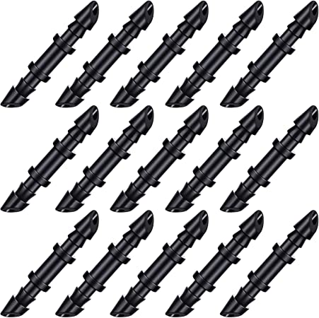 Mudder 150 Pieces Barbed Connectors Drip Irrigation 1/4" Barbed Coupling Fittings Barbed Connectors for 1/4 Inch Irrigation Tubing Drip Line Coupler for Drip Sprinkler Systems, Black