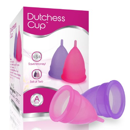 Dutchess Menstrual Cups Set of 2 with Free Bag - Best Feminine Alternative Protection to Cloth Sanitary Napkins - Post Childbirth Size