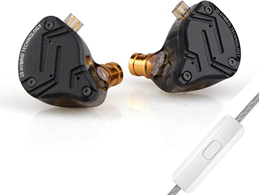 Linsoul KZ ZS10 PRO X Upgraded 1DD 4BA Hybrid Driver HiFi In Ear Earphones IEM with Alloy Faceplace Detachable Silver-plated Recessed 0.75mm 2Pin Cable for Audiophile Musician DJ Stage (With Mic)