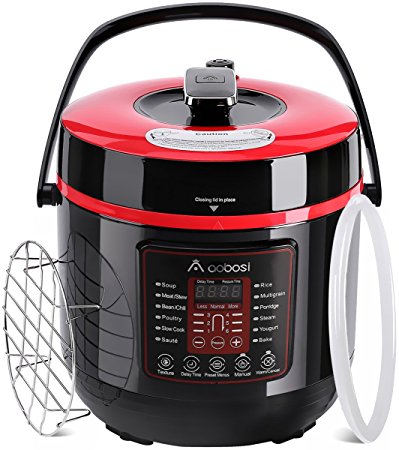【Upgraded】Aobosi 8-in-1 Multi-functional Electric Pressure Cooker 6L /1000W Stainless Steel Cooking Pot Digital Rice/Slow Cooker,10 Proven Safety Mechanisms