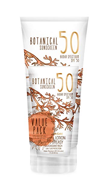 Australian Gold Botanical Sunscreen Mineral Lotion w/Bonus 1oz Lotion, Non-Greasy, Broad Spectrum, Water Resistant, Reef Safe Sunscreen, Hypoallergenic, Pediatrician & Dermatologist Tested, SPF50 5oz