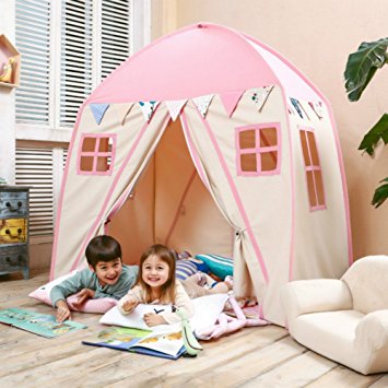 love tree Luxury cubby ,Portable Play Tent For Girls Kids Indoor Princess Castle Play Tents,Outdoor Large Playhouse Secret Garden Play Tent - Portable for Indoor and Outdoor Fun Plays Pink One