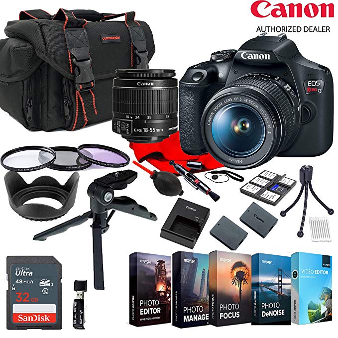 Canon EOS Rebel T7 EF-S 18-55mm Zoom KIT W/Photo Editing Software   Accessory Bundle