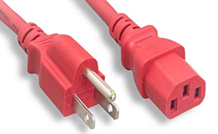 Micro Connectors UL Approved 6ft 18AWG 10 Amp Power Cord (NEMA 5-15P/ C13) - Red (M05-113ULR)