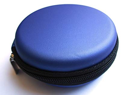 Blue Carrying Case for Motorola HK210 HK202 HK201 HK200 HK100 Elite Flip H12 H15 H270 H780 H620 H560 H390 H385 H375 H371 H790 H680 H681 H690 H691 H695 HS850 H730 Wireless Bluetooth Headset Bag Holder Pouch Hold Box Pocket Size Hard Hold Protection Protect Save   Black Sea International Logo Good Quality Micro Fiber Cleaning Cloth (random color) 7X6"