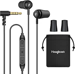 Hearprotek Sleep Earbuds for Side Sleepers, Noise Reduction Sleeping Wired Earbuds with Microphone and Foam Earbud Tips, Perfect for Snoring, Air Travel, Insomnia, Meditation & Relaxation (3.5mm Plug)