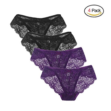 UINSTONE Womens Underwear 4 pcs Panty Lace Breathable