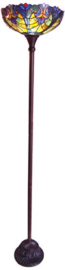 Chloe Lighting CH15780T-TF1 Tiffany-Style 1-Light Torchiere Floor Lamp with 15-Inch Shade