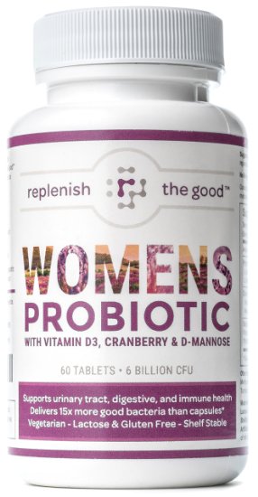 Womens Probiotic 60ct 6 Billion CFU with Cranberry D-Mannose Vitamin D3 Best Probiotics for Women Delivers 15X More Good Bacteria Yeast and Urinary Tract Infection UTI Treatment 30 Day Supply