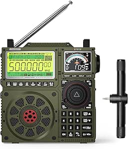 RF919 SSB Shortwave Radio with NOAA Weather Band, Full Band FM AM SW VHF UHF AIR CB WB and SSB Receiver, with Antenna Tuner, 3 External Antenna Ports, 5000mAh Rechargeable Battery (Army Green)