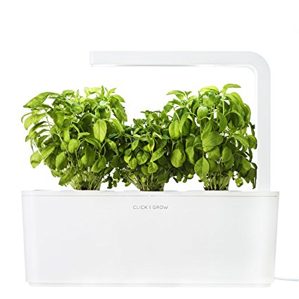Click & Grow SHGS1EN Smart Herb Garden Kit with 3 Basil Cartridges - White