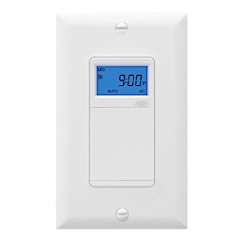 TOPGREENER TGT01-H Digital Timer Switch, Astronomic In-Wall 7-Day Programmable Timer with Interchangeable Face Cover, Dusk to Dawn, Sunrise Sunset Timer, Neutral Wire Required, White