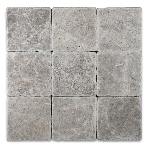 Silverado Gray 4X4 Marble Tumbled Mosaic Tile