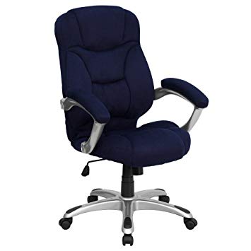 Flash Furniture High Back Navy Blue Microfiber Contemporary Executive Swivel Chair with Arms