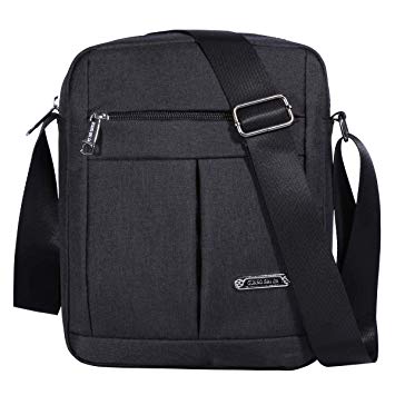 Men's Messenger Bag - Crossbody Shoulder Bags Travel Bag Man Purse Casual Sling Pack for Work Business (1401-2-Black)