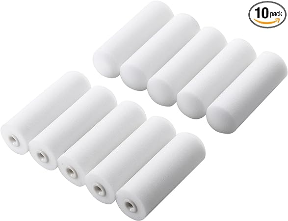 Foam Paint Roller,4" Sponge Mini Refill,High Density Foam Paint Roller Covers for Use on Finest Finishes Flat Surfaces,10-Pack