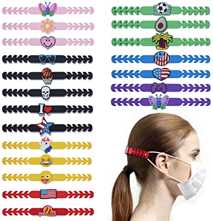 YaqinZ 20pcs Mask Extender Ear Hook Protector Adjustable Anti-Slip Ear Pain Relieved with Personalized Charms