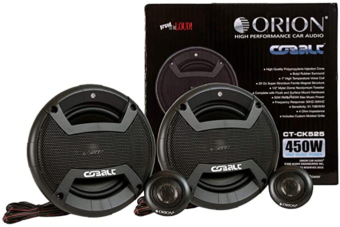 Orion Cobalt CT-CK655 6.5” 2-Way Coaxial Component Speaker 50W RMS 4 OHM 450 Watts Max Power - Set of 2 Speaker