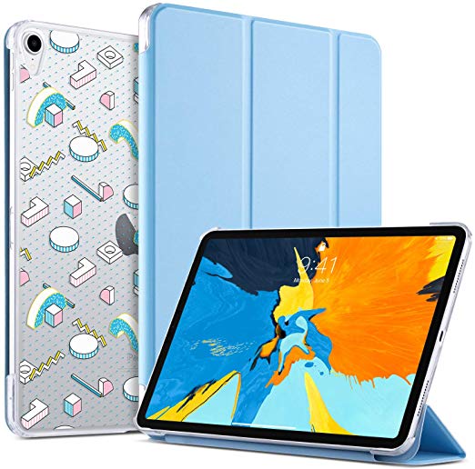 ULAK Case for iPad Pro 11 Inch 2018, Slim Lightweight Trifold Stand Smart Cover with Auto Wake/Sleep, Hard Back Designed Cover for iPad Pro 11 (Support 2nd Gen iPad Pencil Charging), 3D Shapes