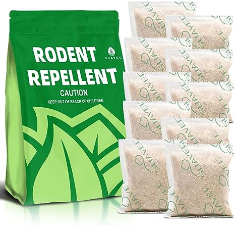 SUAVEC Rodent Repellent, Mouse Repellent Granules, Mice Repellent for House, 40% Peppermint Oil to Repel Mice and Rats, RV Rat Repellent, Mint Mice Repellant for Camper, Mice Away-10 Pouches 9 Ounce