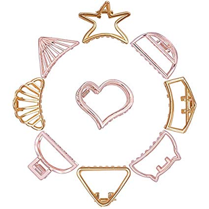 9 PCS Metal Claw Hair Clips Hollow Jaw Barrettes Hair Accessory Non-Slip Grip Jaw Clips Heart, Star, Cats Shape for Women Girls